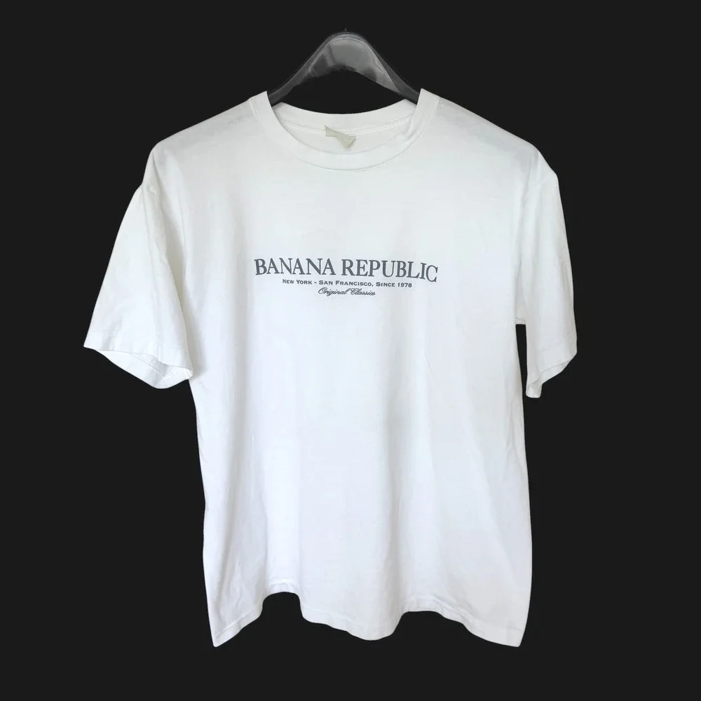 80's Banana Republic White Original Classics T-Shirt Single Stitch Sz M Holes